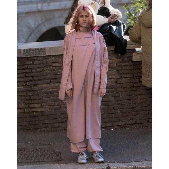 Baserange Lesie Dress Kaftan Caftan Ahimsa Raw Wild Silk Pompei Rose Size M NWT - Picture 7 of 16